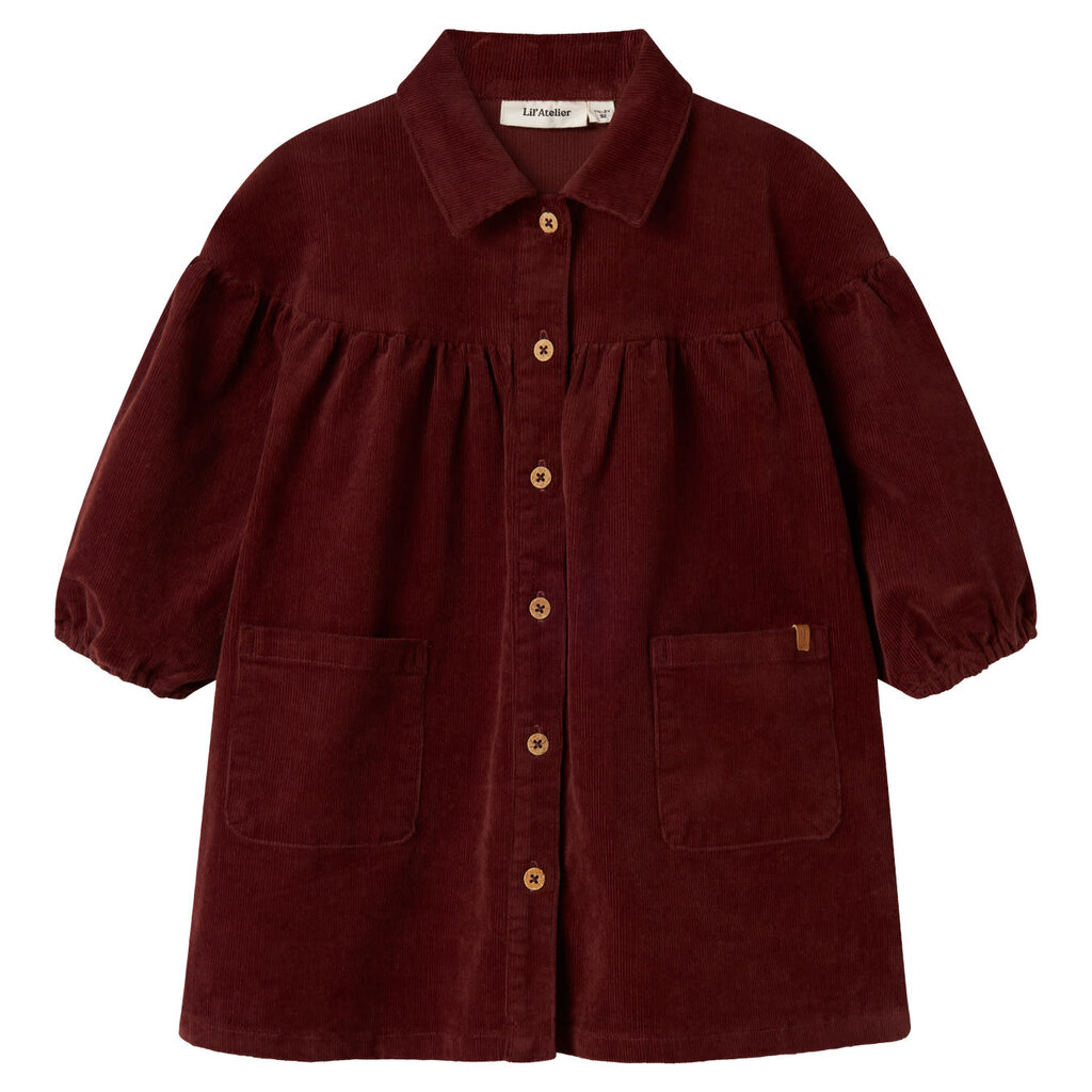 Lil' Atelier Nmfobert Loose Ls Cord Dress 4122-Hg Lil Hot Chocolate