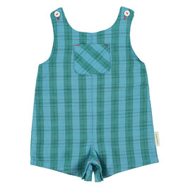 Piupiuchick baby short jumpsuit | blue & green checkered ss26