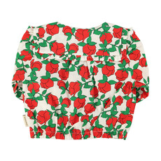 Piupiuchick blouse w/ sailor collar | ecru w/ red roses print ss26