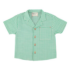 Piupiuchick hawaiian shirt | green  & ecru checkered ss26