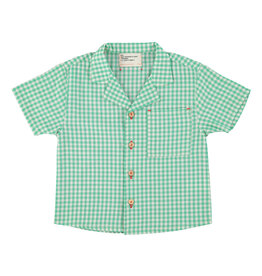 Piupiuchick hawaiian shirt | green  & ecru checkered ss26