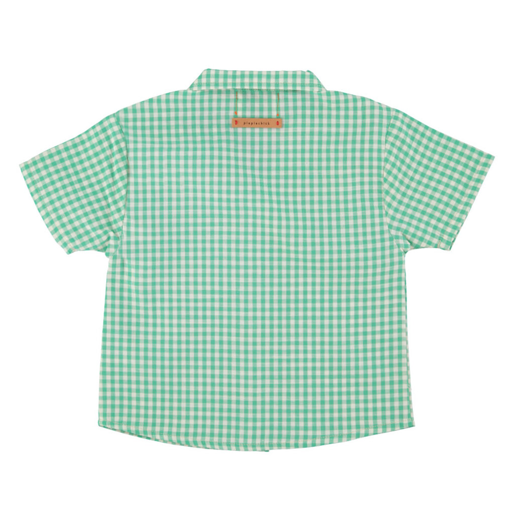 Piupiuchick hawaiian shirt | green  & ecru checkered ss26