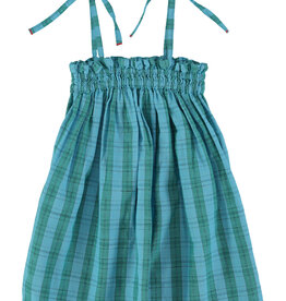 Piupiuchick short dress w/ straps | blue & green checkered ss26