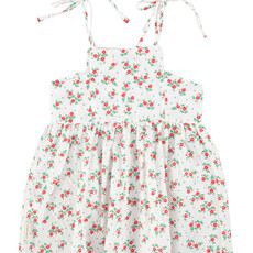 Piupiuchick short dress | ecru w/ red flowers allover ss26