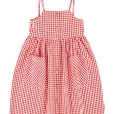Piupiuchick long dress | red & ecru checkered ss26