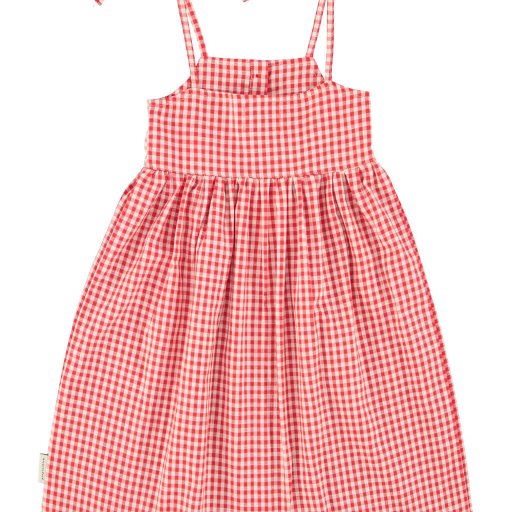 Piupiuchick long dress | red & ecru checkered ss26