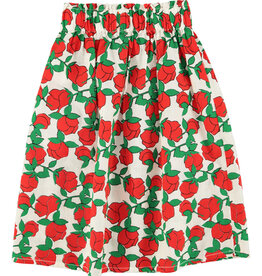 Piupiuchick long skirt | ecru w/ red roses print ss26