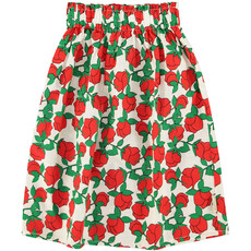Piupiuchick long skirt | ecru w/ red roses print ss26
