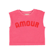 Piupiuchick sleeveless top | pink  w/ "amour" print ss26