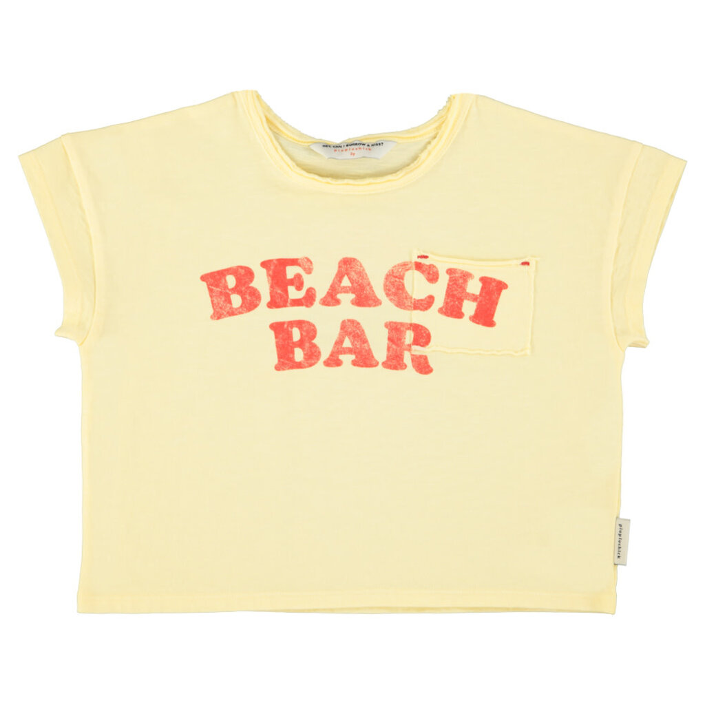 Piupiuchick t'shirt | light yellow w/ "beach bar" print ss26