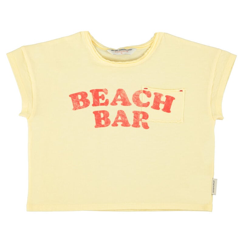 Piupiuchick t'shirt | light yellow w/ "beach bar" print ss26