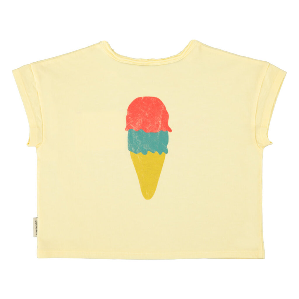 Piupiuchick t'shirt | light yellow w/ "beach bar" print ss26
