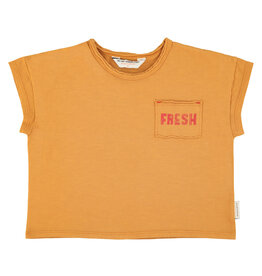 Piupiuchick t'shirt | camel w/ strawberry print ss26