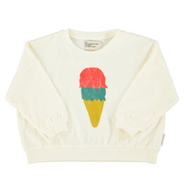 Piupiuchick sweatshirt | ecru w/ ice cream print ss26