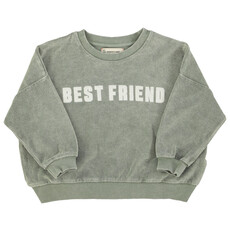 Piupiuchick sweatshirt | washed green w/ "best friend" print ss26