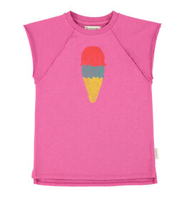 Piupiuchick t-shirt dress | fuchsia w/ ice cream print ss26