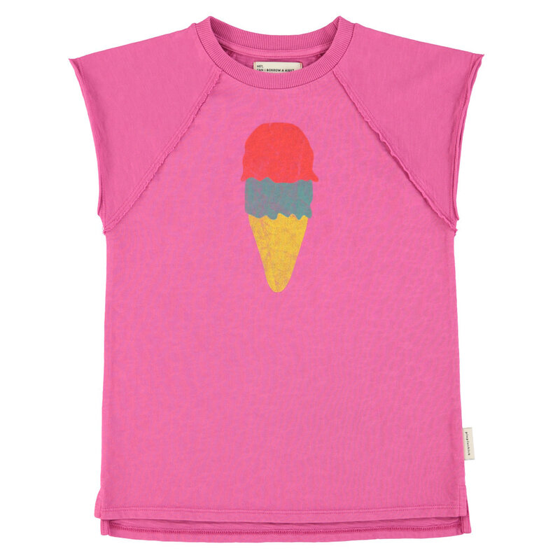 Piupiuchick t-shirt dress | fuchsia w/ ice cream print ss26