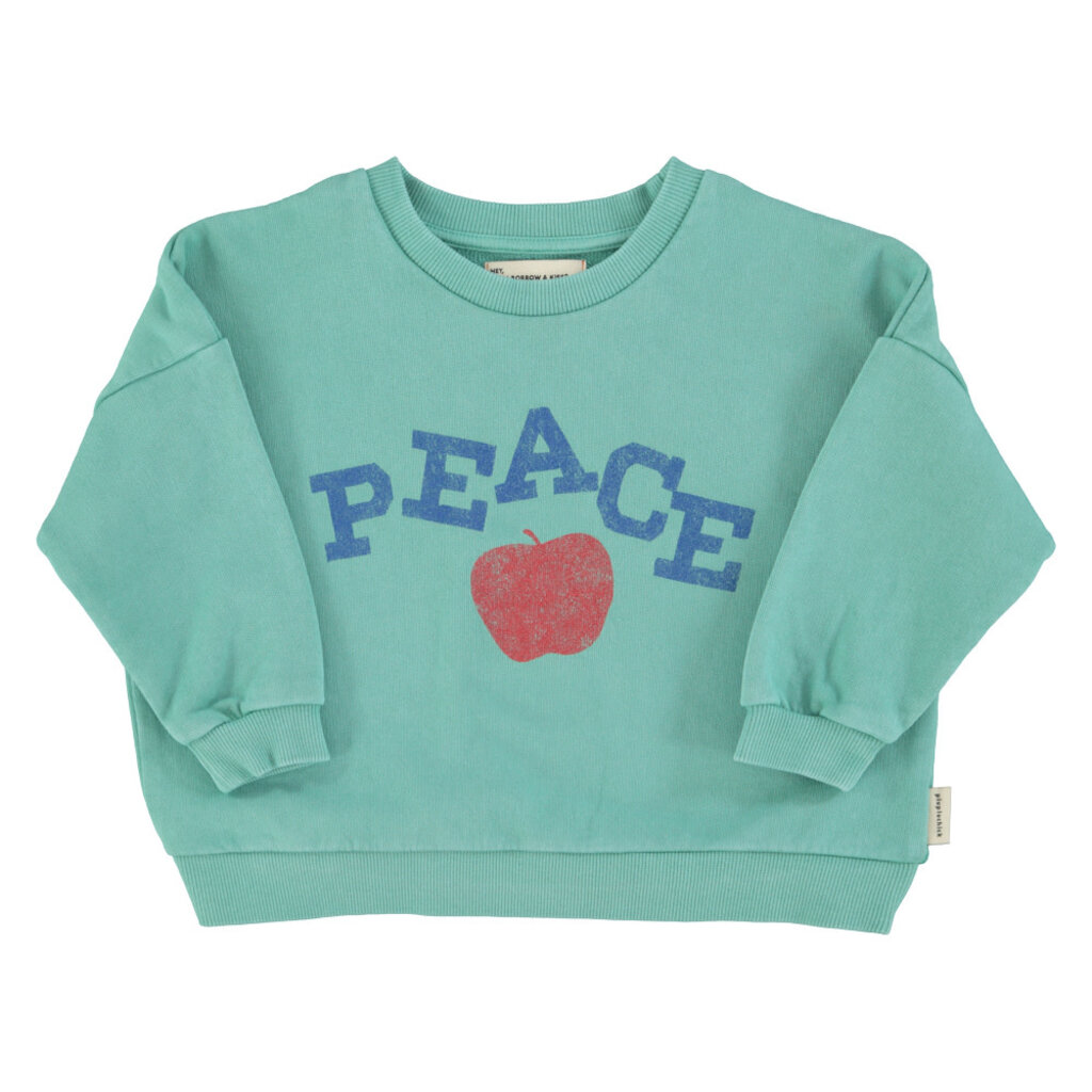 Piupiuchick sweatshirt | turquoise w/ "peace" print ss26