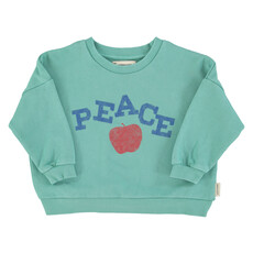 Piupiuchick sweatshirt | turquoise w/ "peace" print ss26