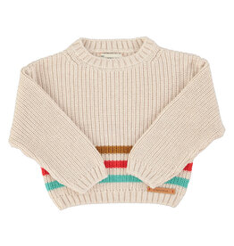 Piupiuchick knitted sweater | ecru w/ multicolor stripes ss26