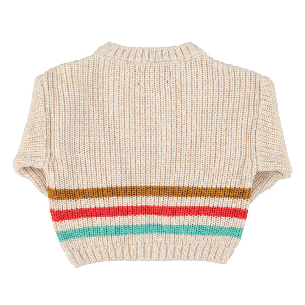 Piupiuchick knitted sweater | ecru w/ multicolor stripes ss26