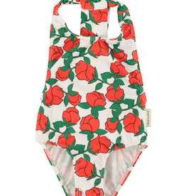 Piupiuchick swimsuit w/ back bow | ecru w/ red roses ss26