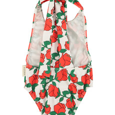 Piupiuchick swimsuit w/ back bow | ecru w/ red roses ss26