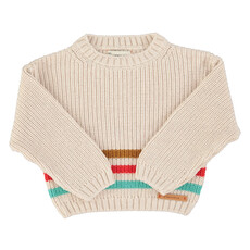 Piupiuchick knitted sweater | ecru w/ multicolor stripes ss26