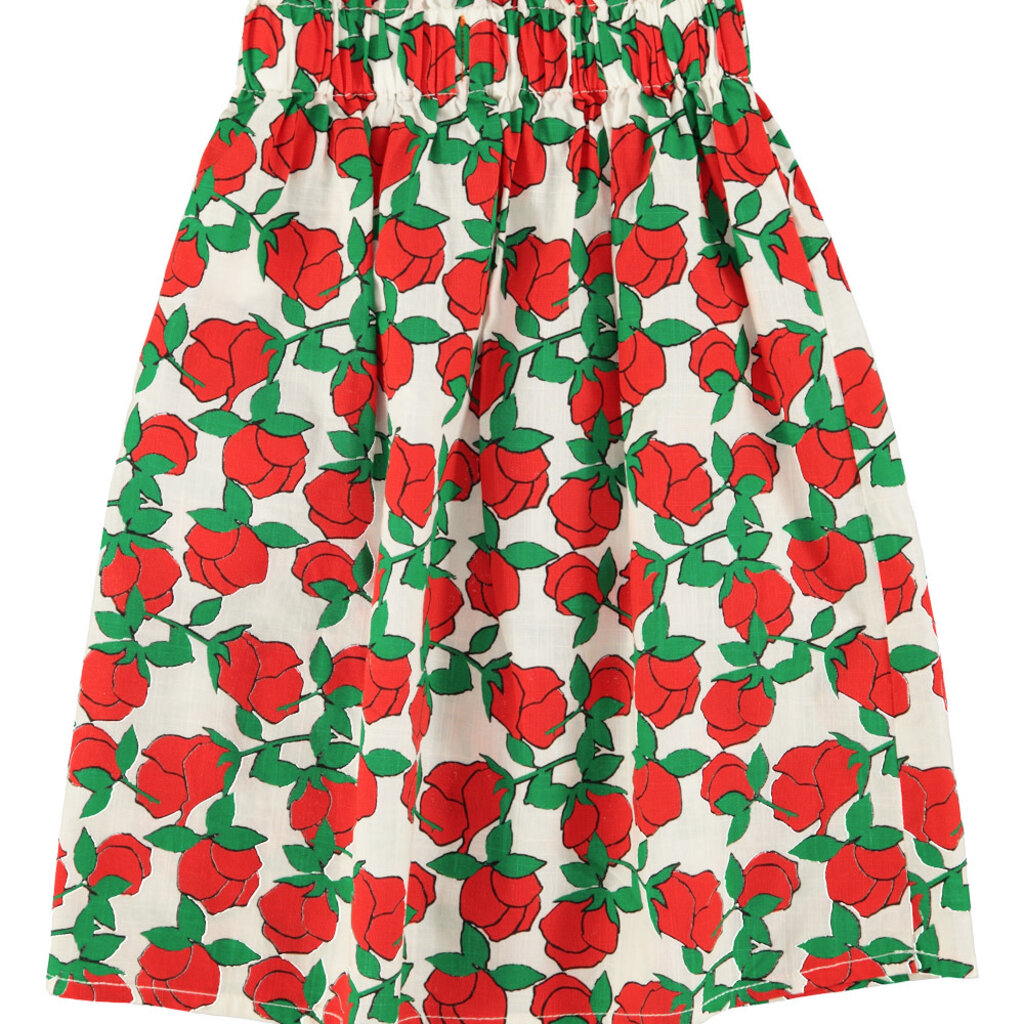 Piupiuchick long skirt | ecru w/ red roses print ss26