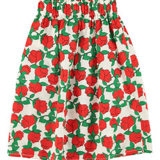 Piupiuchick long skirt | ecru w/ red roses print ss26