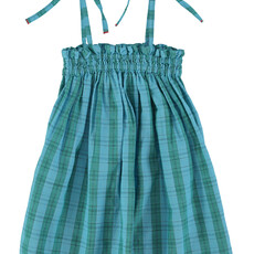 Piupiuchick short dress w/ straps | blue & green checkered ss26