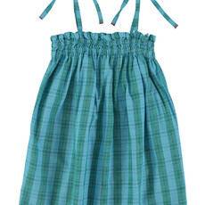 Piupiuchick short dress w/ straps | blue & green checkered ss26