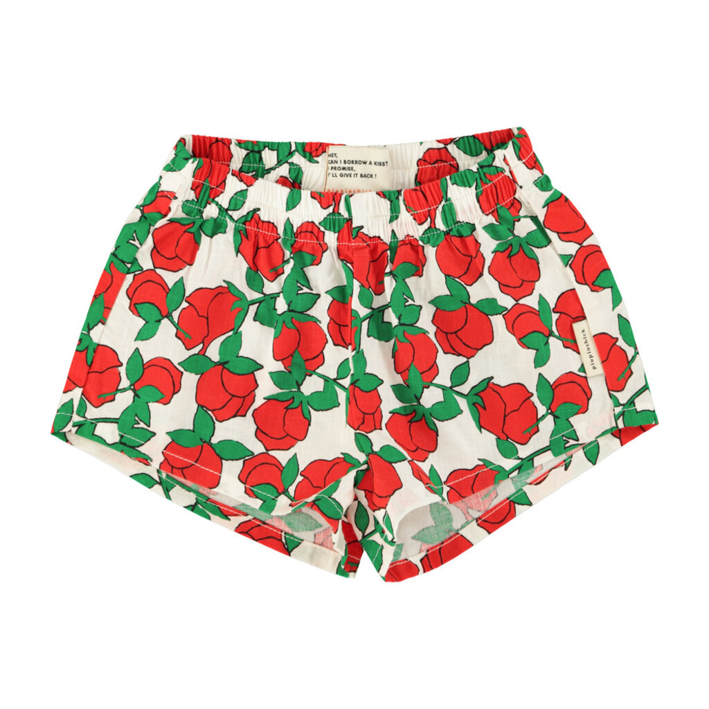 Piupiuchick shorts | ecru w/ red roses print ss26