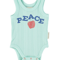 Piupiuchick sleeveless bodysuit | light blue w/ "peace" print ss26