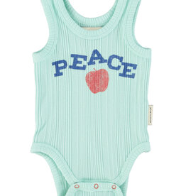 Piupiuchick sleeveless bodysuit | light blue w/ "peace" print ss26