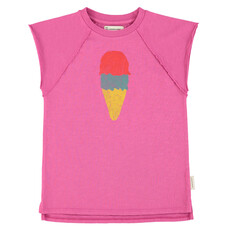 Piupiuchick t-shirt dress | fuchsia w/ ice cream print ss26
