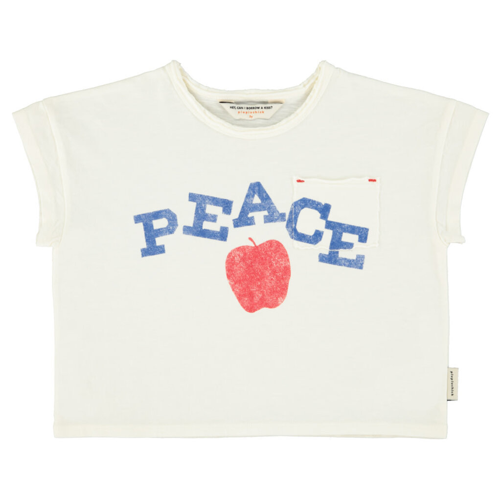 Piupiuchick t'shirt |ecru w/ "peace" print ss26