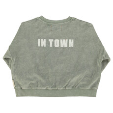 Piupiuchick sweatshirt | washed green w/ "best friend" print ss26