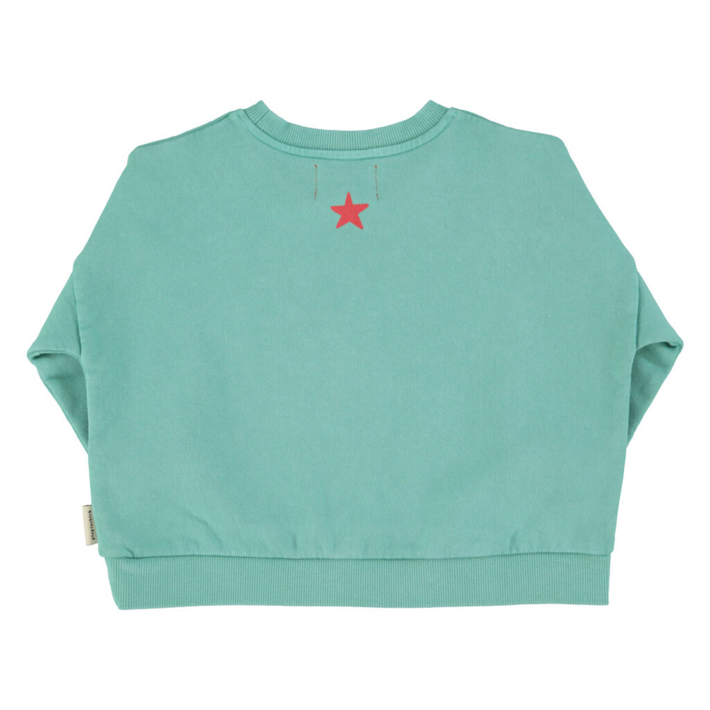 Piupiuchick sweatshirt | turquoise w/ "peace" print ss26