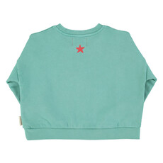 Piupiuchick sweatshirt | turquoise w/ "peace" print ss26