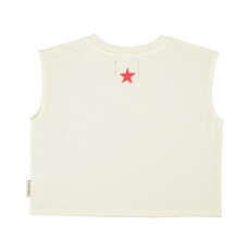 Piupiuchick sleeveless t´shirt | ecru w/ apple print ss26