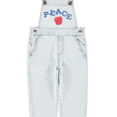 Piupiuchick dungarees | washed light blue denim w/ "peace" print ss26