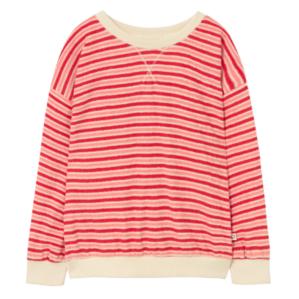 Cozmo Striped Terry Cloth Sweatshirt Pink Tomato-Striped Terry Cloth ss26