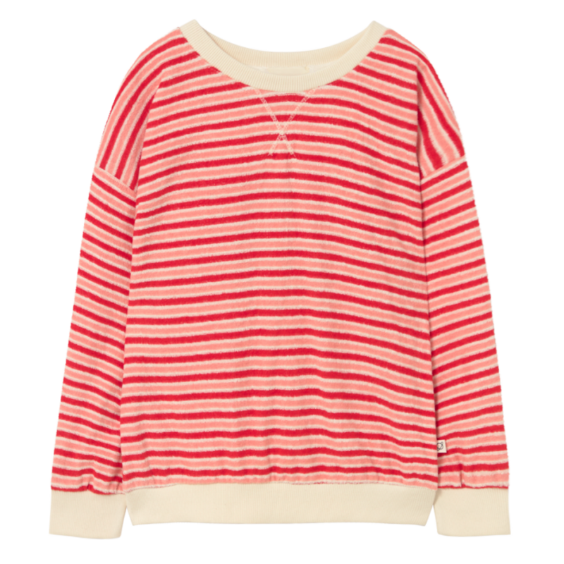 Cozmo Striped Terry Cloth Sweatshirt Pink Tomato-Striped Terry Cloth ss26