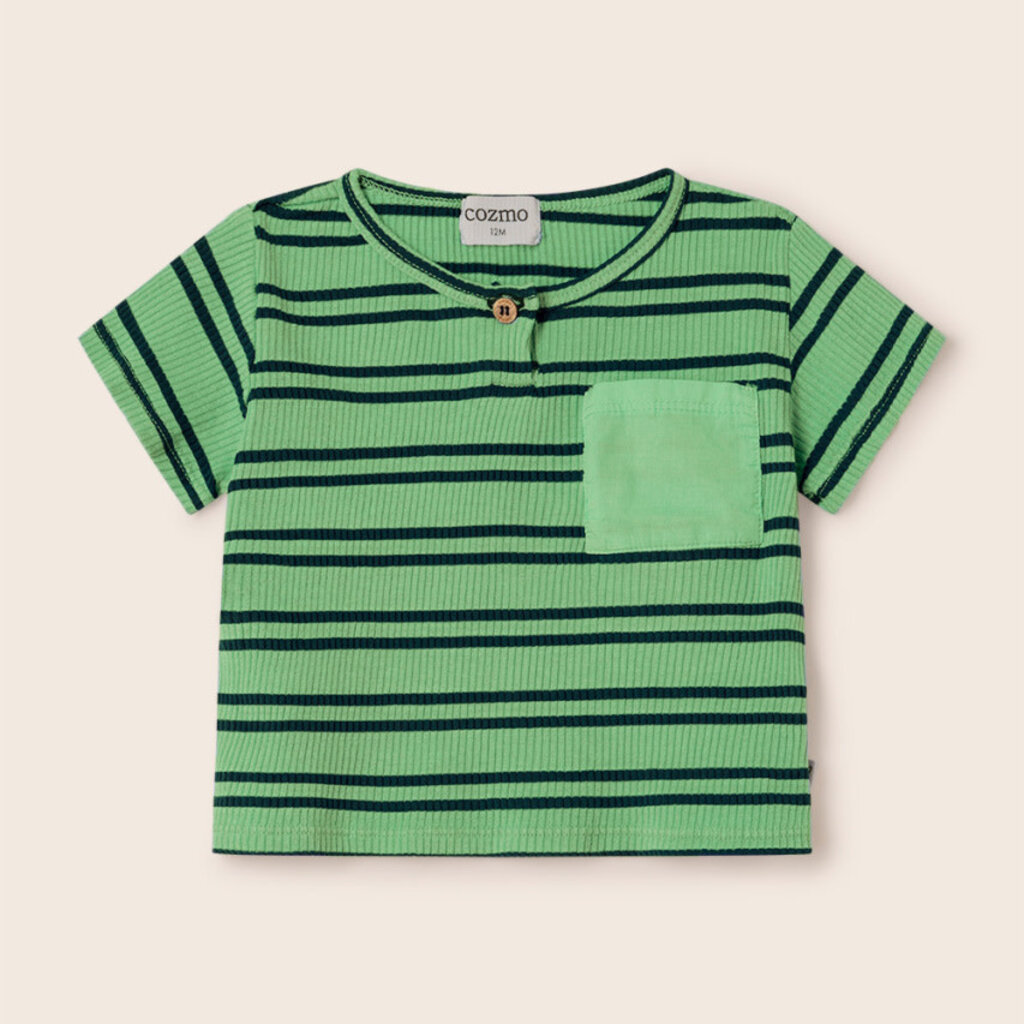 Cozmo Double Stripes Rib Baby T-Shirt Green-Double Stripes Rib ss26