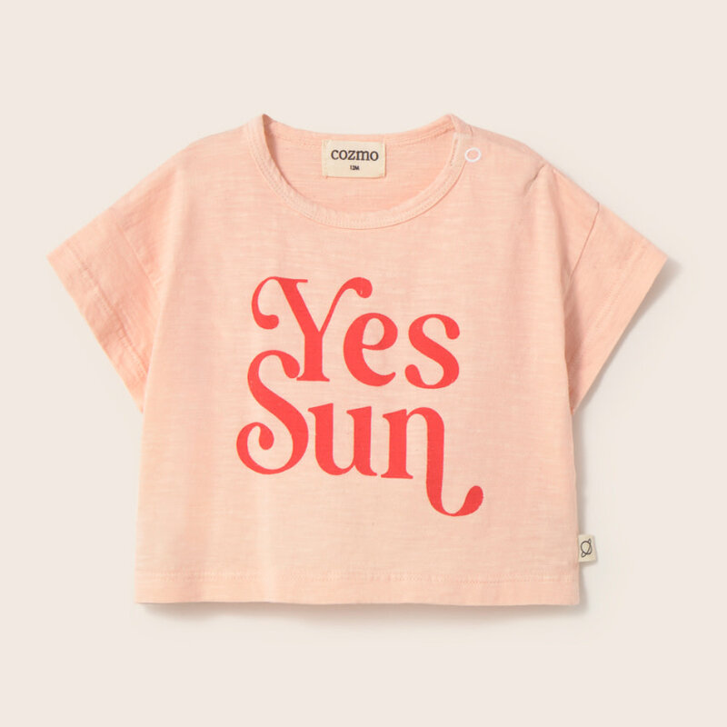 Cozmo Soft Slub Cotton Print Baby T-Shirt Sun Cloud Pink-Soft Slub Cotton ss26