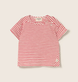 Cozmo Striped Slub Cotton Baby T-Shirt Tomato-Striped Slub Cotton ss26