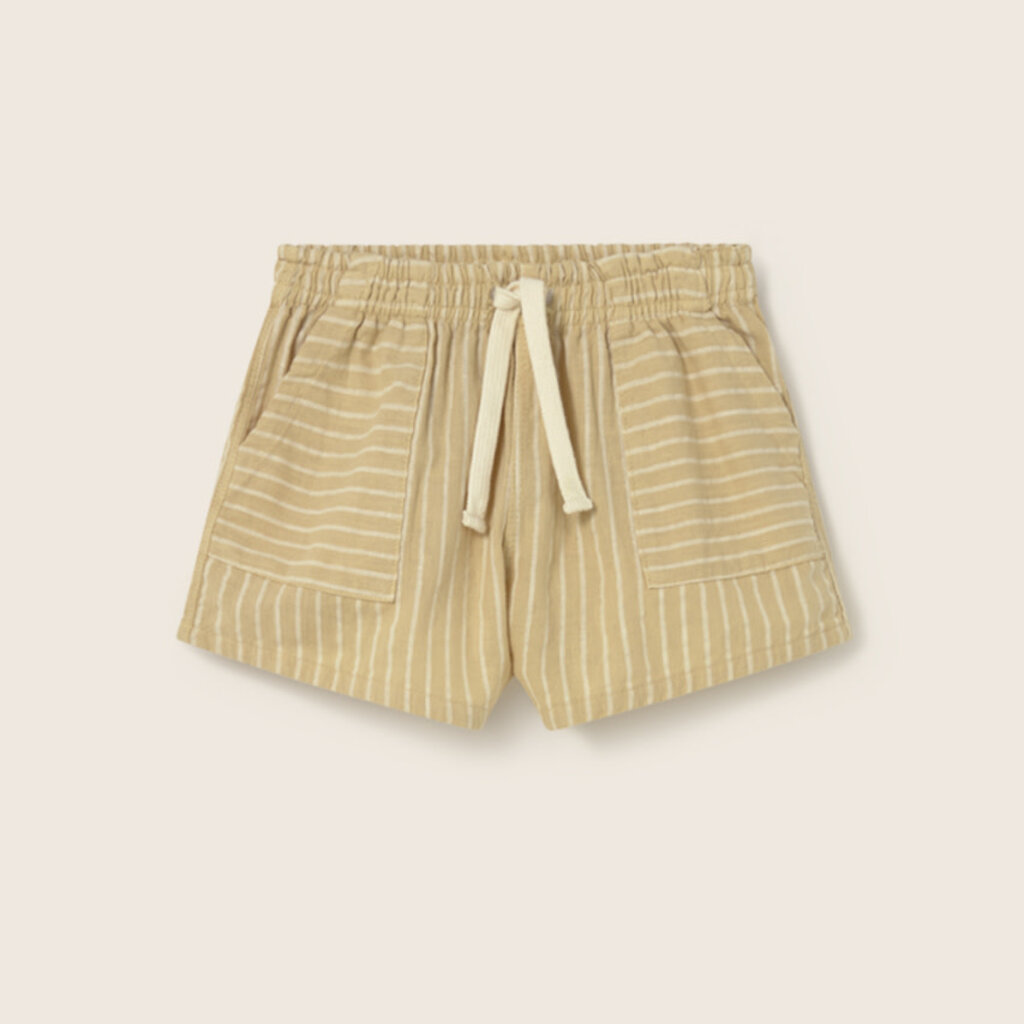Cozmo Striped Linen-Look Cotton Baby Shorts Sand-Striped Linen Look Cotton ss26