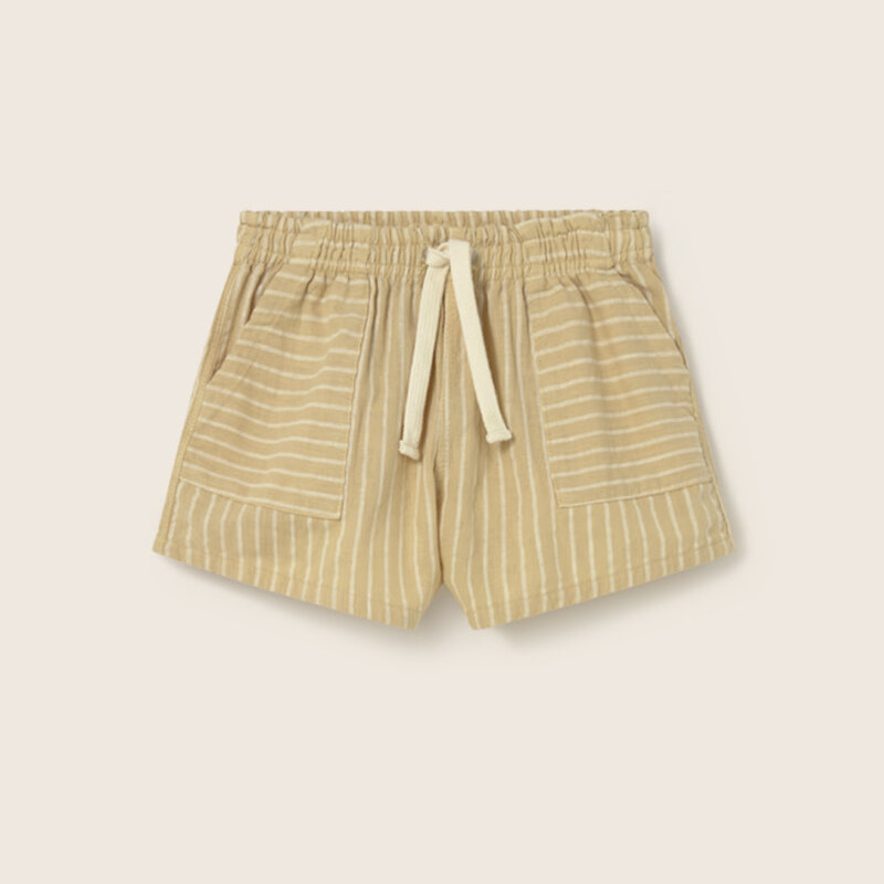 Cozmo Striped Linen-Look Cotton Baby Shorts Sand-Striped Linen Look Cotton ss26