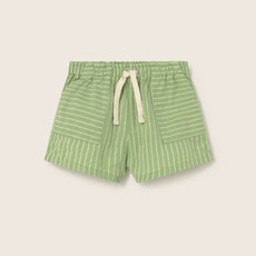 Cozmo Striped Linen-Look Cotton Baby Shorts Green-Striped Linen Look Cotton ss26